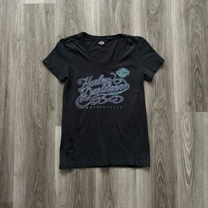 Harley-Davidson Women's Black and Purple Tee